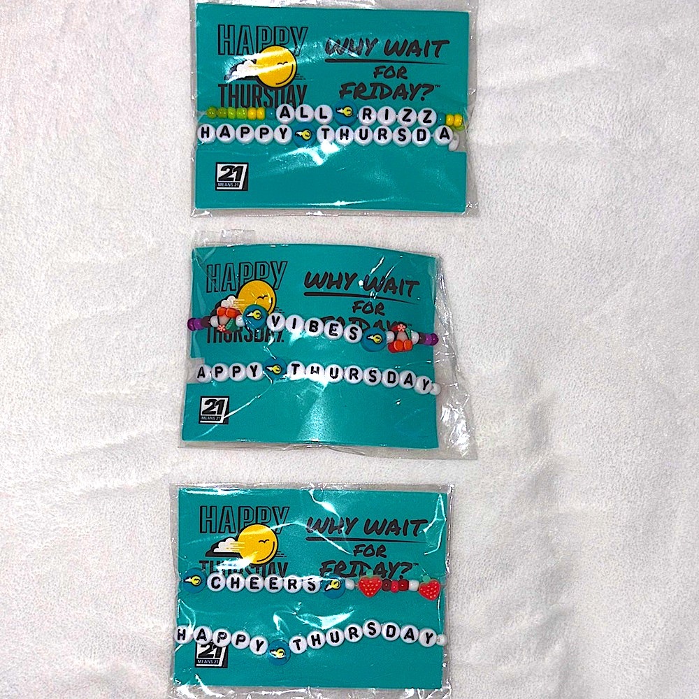 Colorful Happy Thursday Beaded Bracelets - Sold Separately! 3 Each
